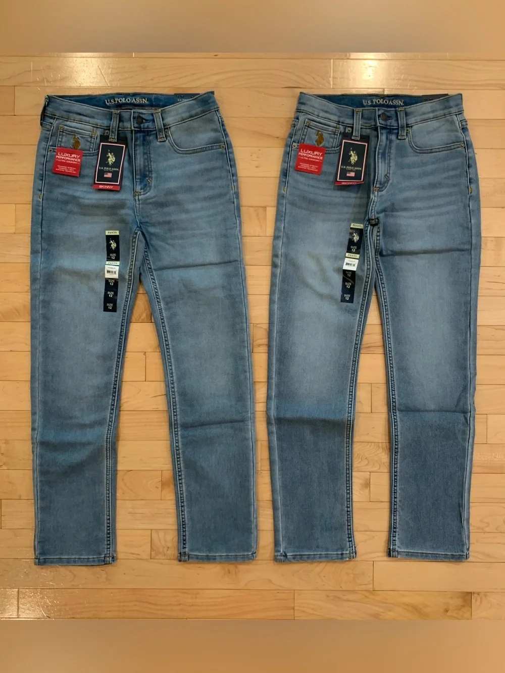 U.S. Polo Assn. Skinny Jeans Youth Boys Size 12 Light Wash New with Tags Set